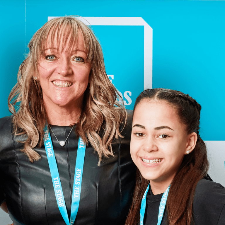 Denise the founder and managing director of Razzamataz with a student at Razzamataz.